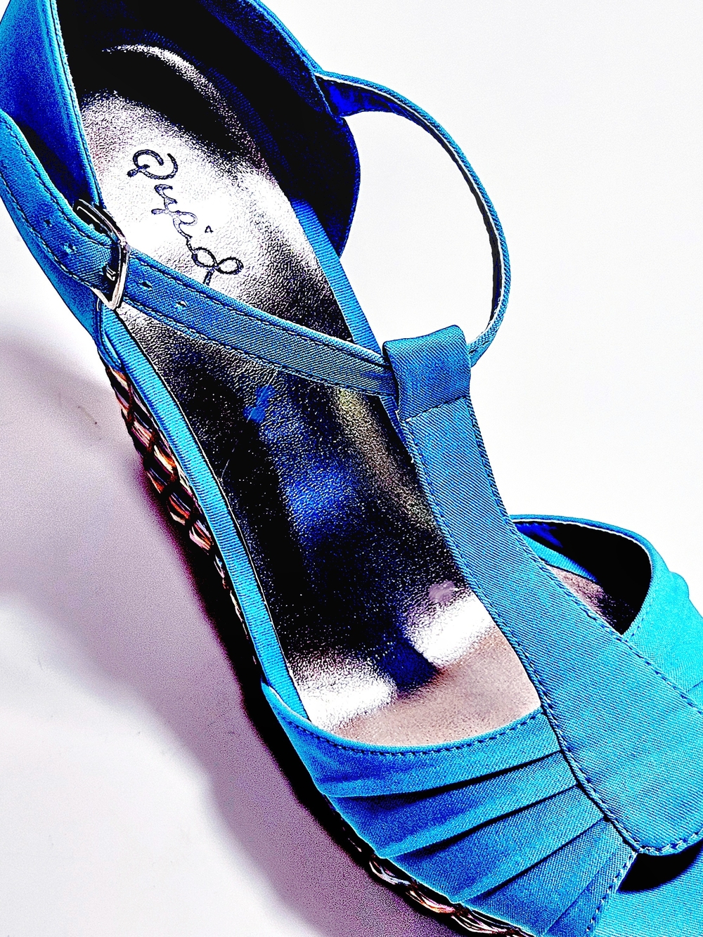 *NIB Qupid Multicolor Woven Espadrille Wedge Platform Sandals Turquoise Sz 8.5 - Picture 5 of 14